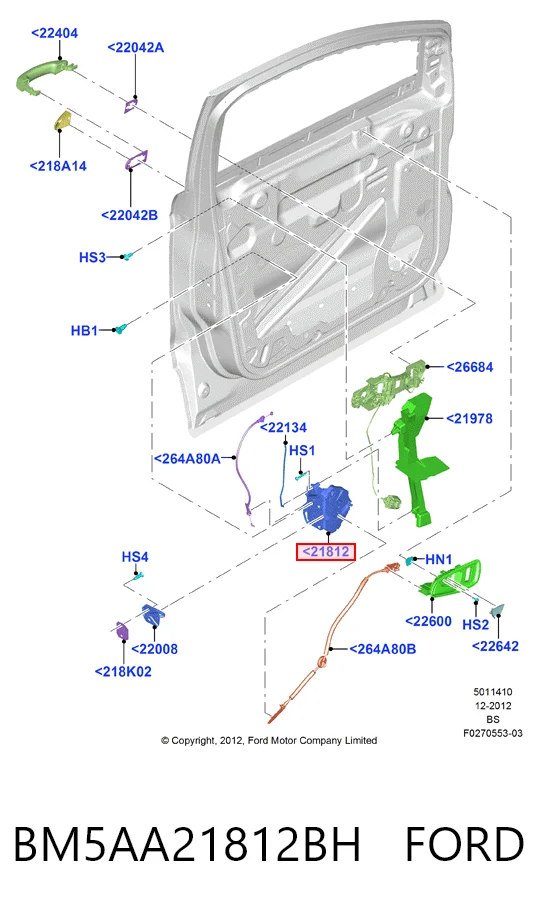 Zamek drzwi przednich prawych do Ford Kuga II CBS