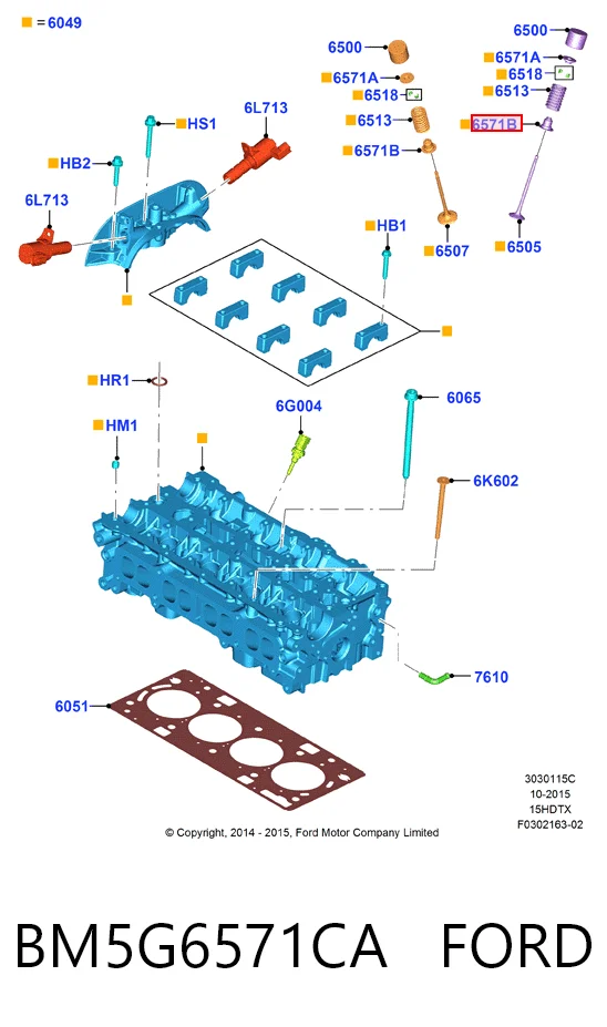 Do koszyka Uszczelniacz zaworu dolotowego/wylotowego Ford Focus III CB8