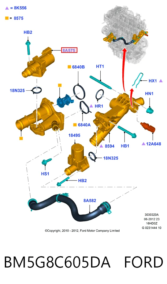 BM5G8C605DA Ford Zawór nagrzewnicy (ogrzewacza)