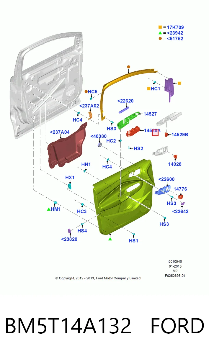 BM5T14A132 Ford Panel przyciskowy sterowania podnośnikiem szyby przedni lewy
