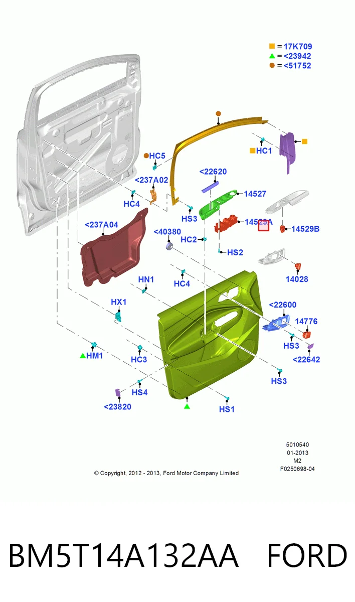 BM5T14A132AA Ford Panel przyciskowy sterowania podnośnikiem szyby przedni lewy