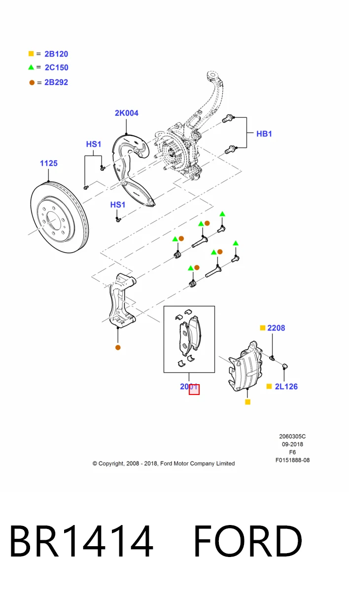 BR1414 Ford Klocki hamulcowe przednie tarczowe