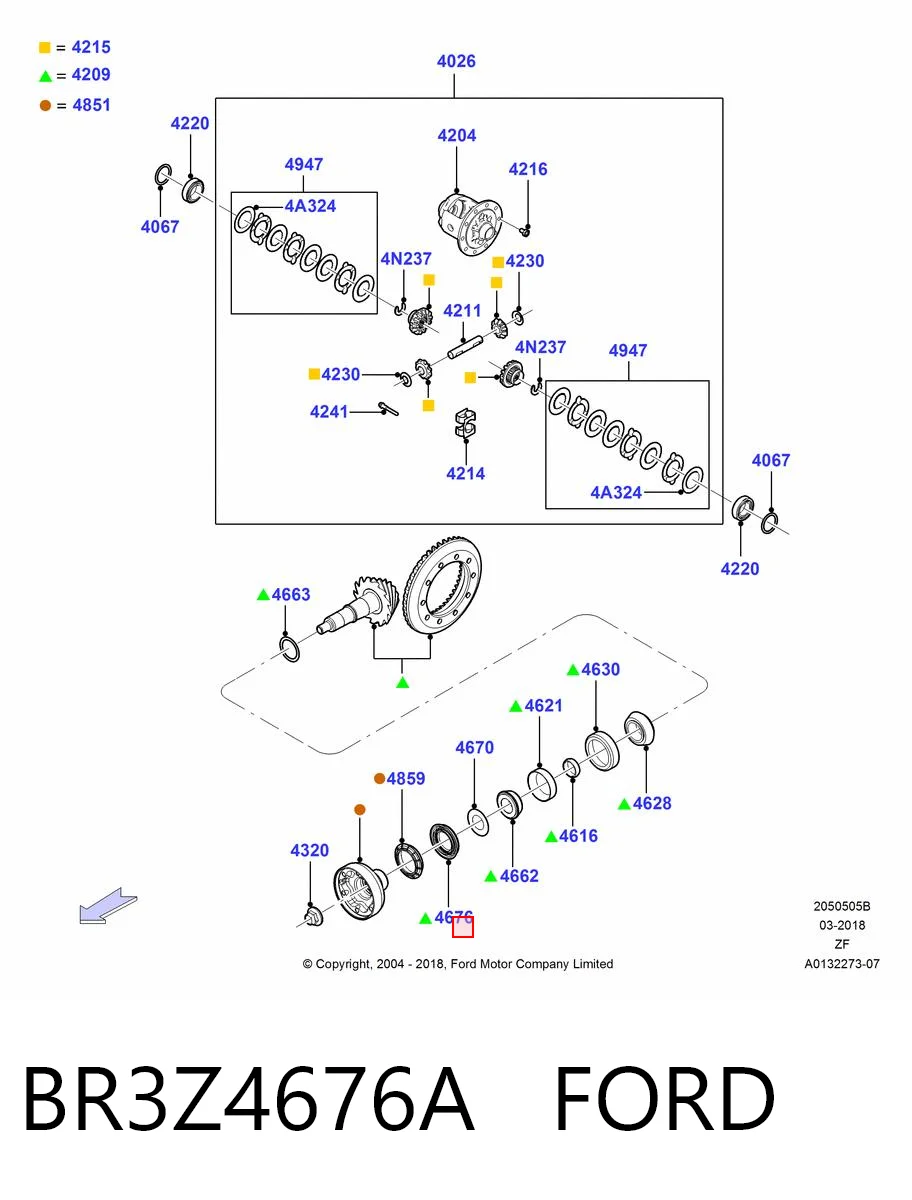 BR3Z4676A Ford Uszczelniacz końcówki reduktora mostu tylnego