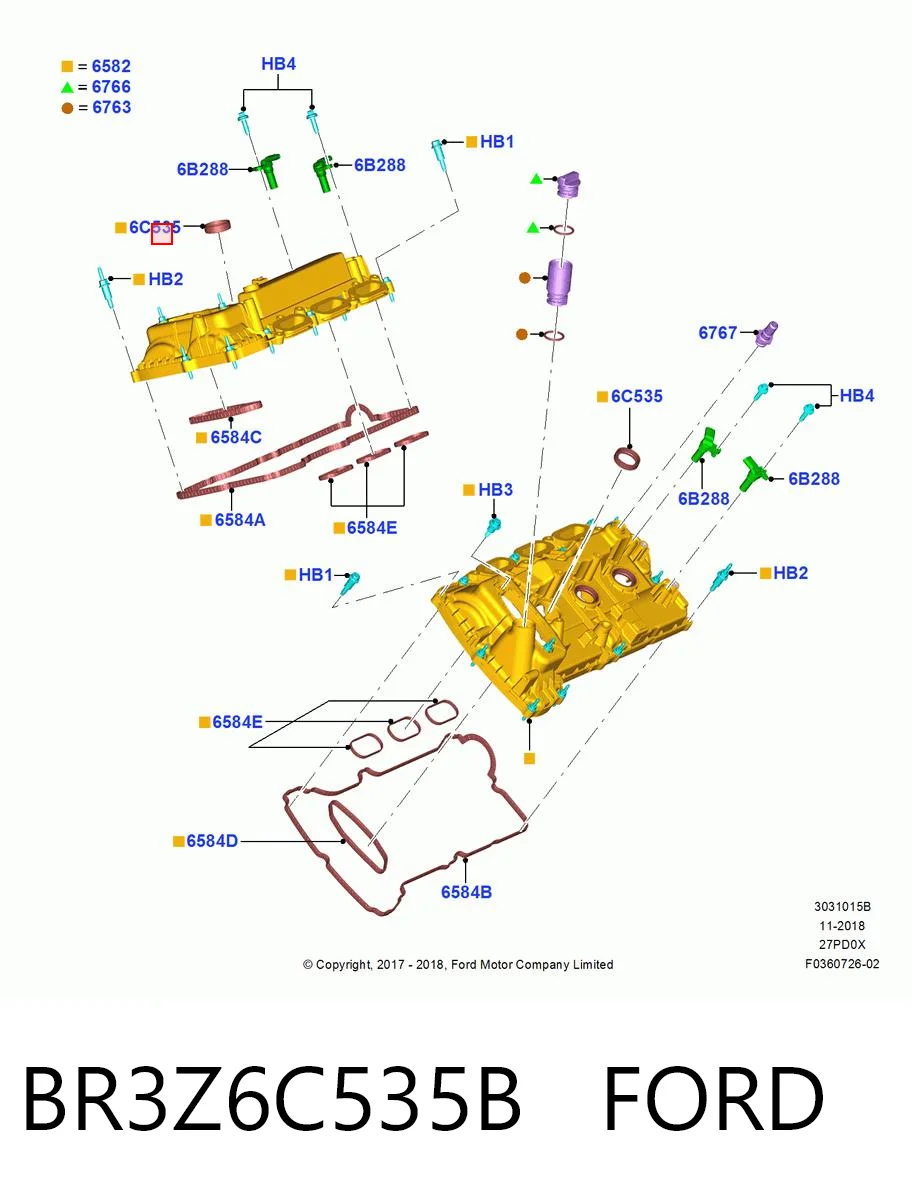 BR3Z6C535B Ford Pierścień uszczelniający gniazda świecy