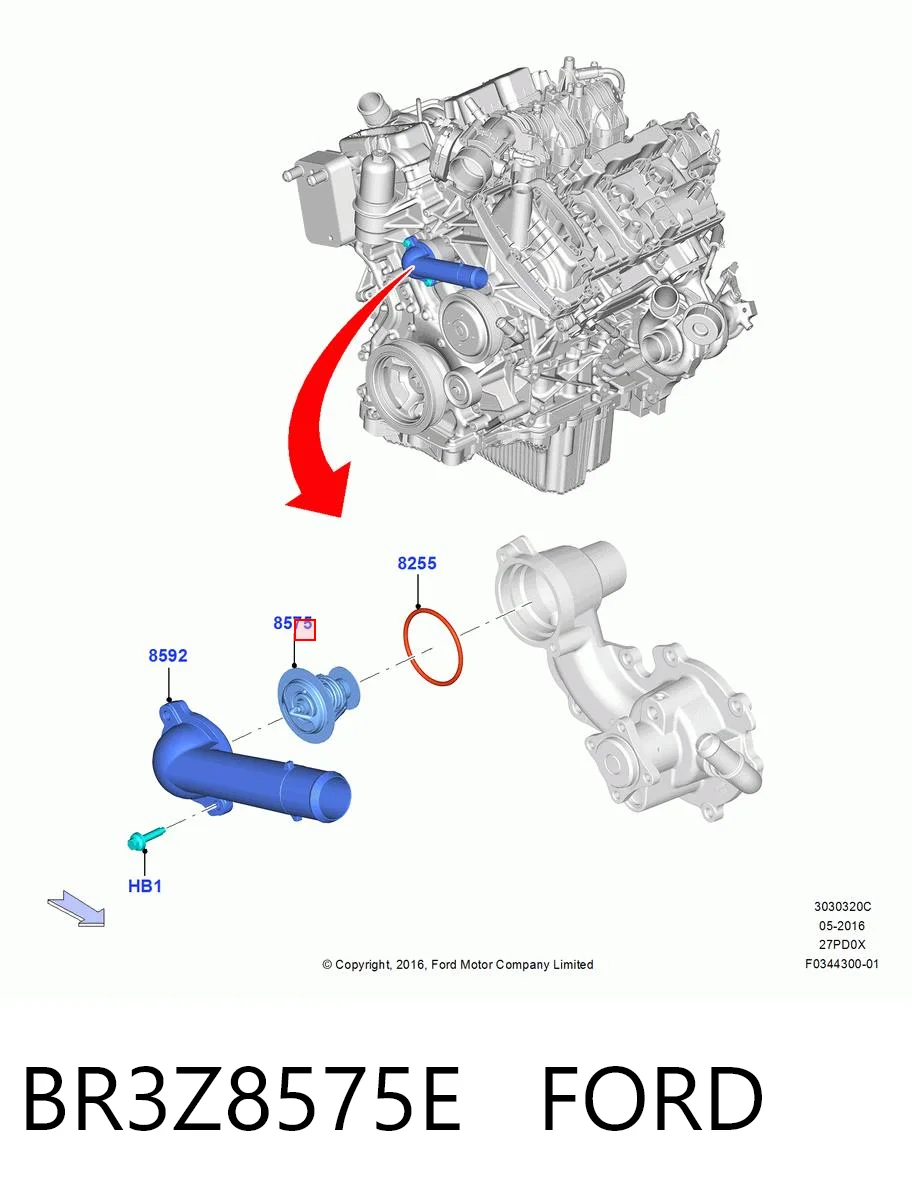 BR3Z8575E Ford Termostat