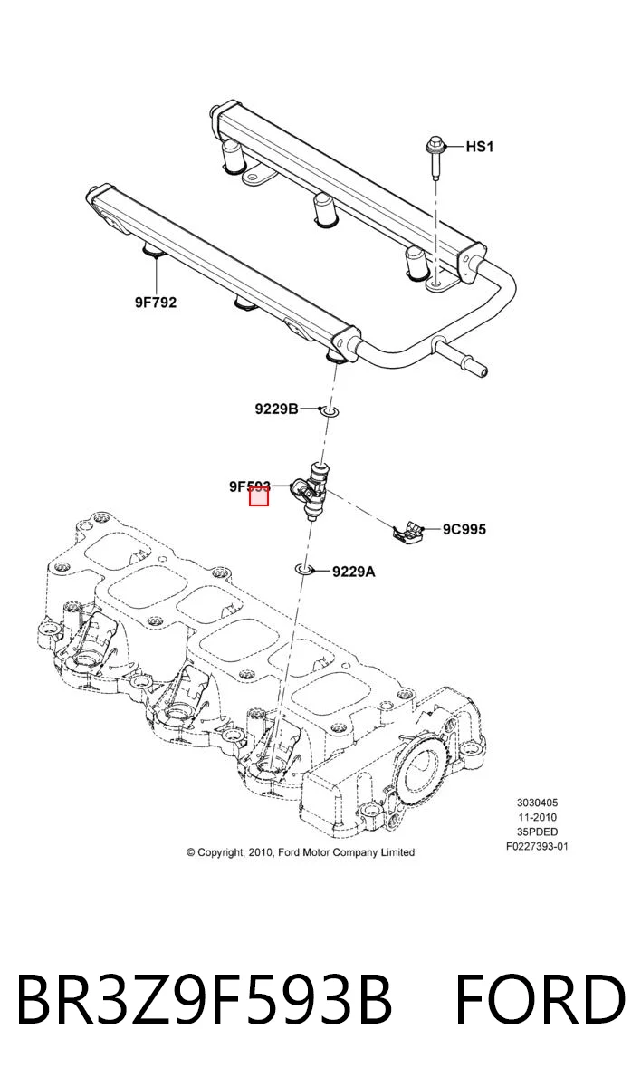BR3Z9F593B Ford Wtryskiwacz paliwa