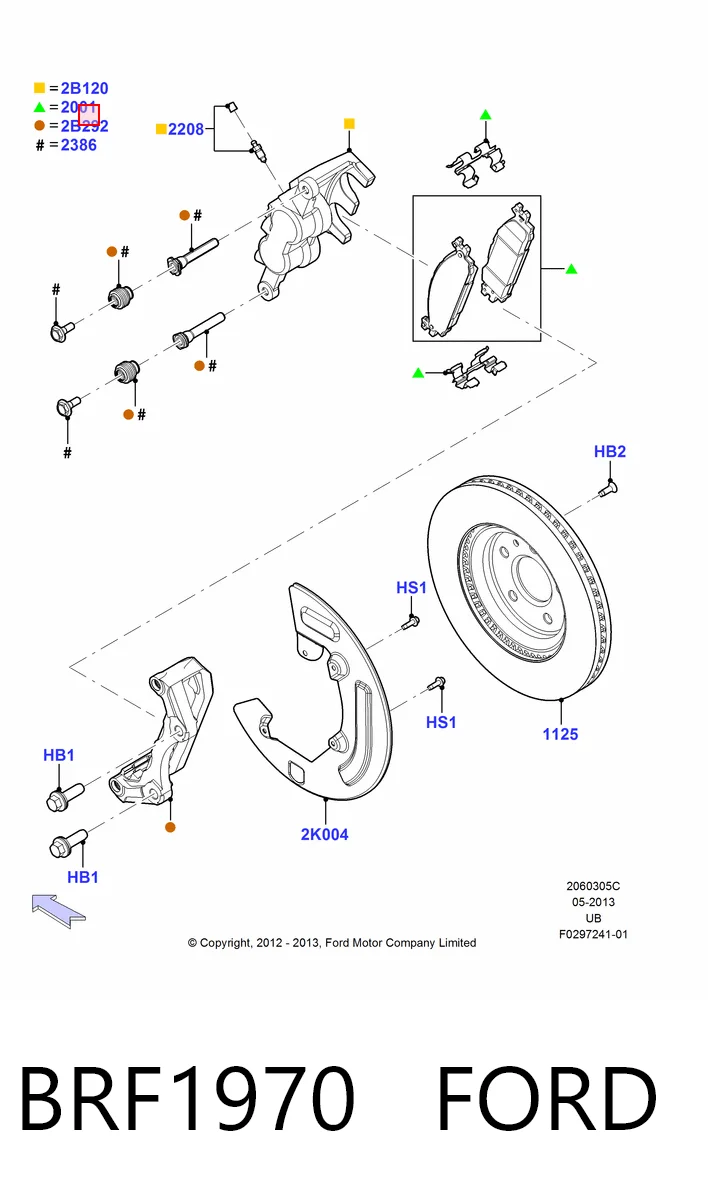 BRF1970 Ford Klocki hamulcowe przednie tarczowe