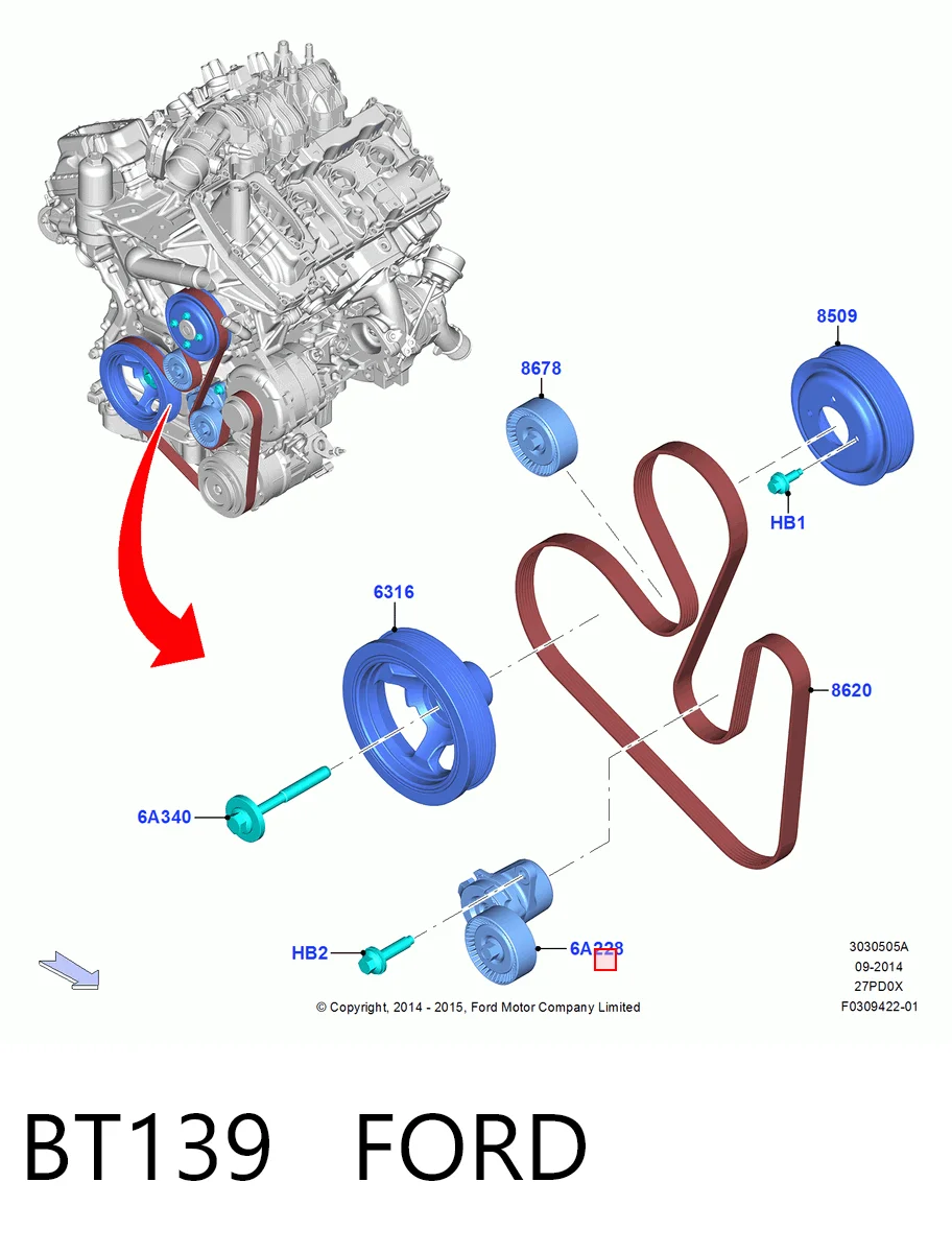BT139 Ford Napinacz paska napędowego