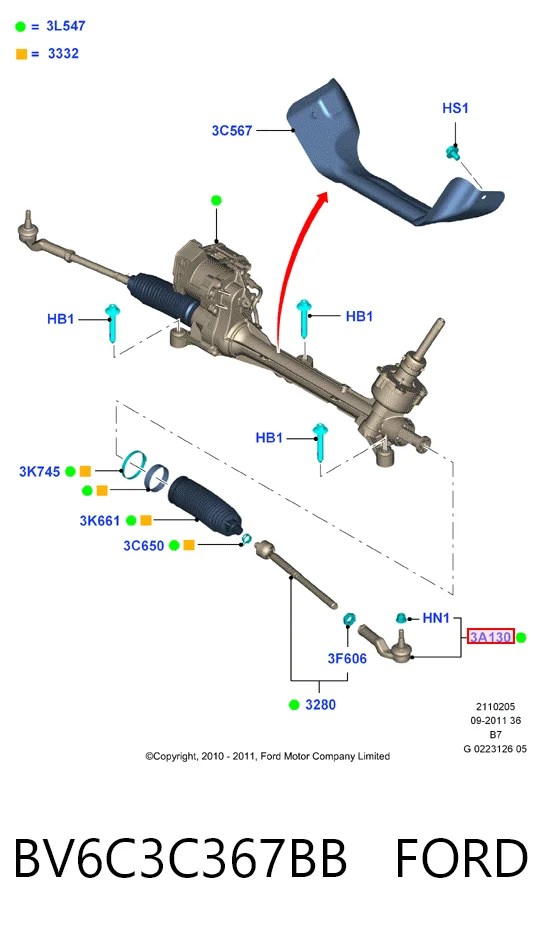 BV6C3C367BB Ford Końcówka drążka kierowniczego zewnętrzna