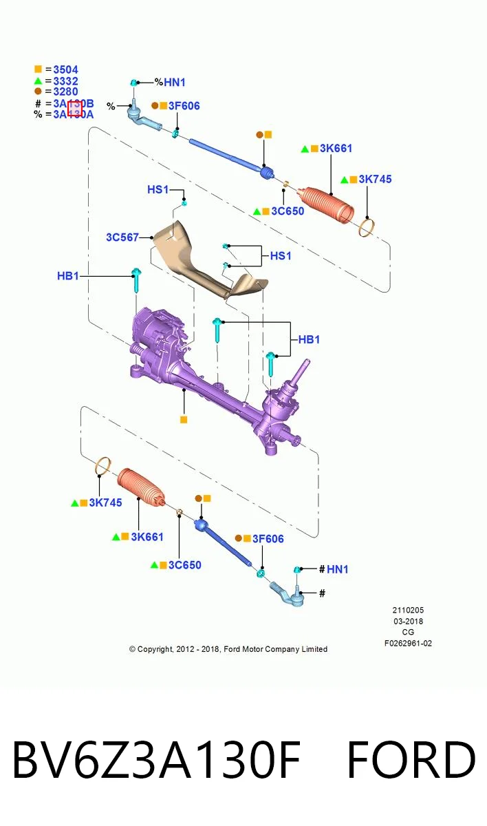 BV6Z3A130F Ford Końcówka drążka kierowniczego zewnętrzna