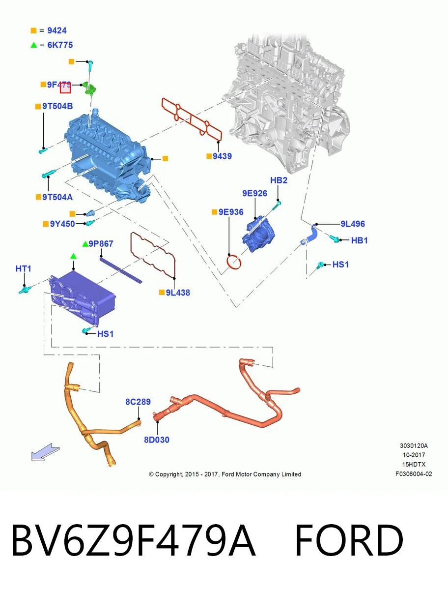 BV6Z9F479A Ford Czujnik ciśnienia w kolektorze ssącym, MAP