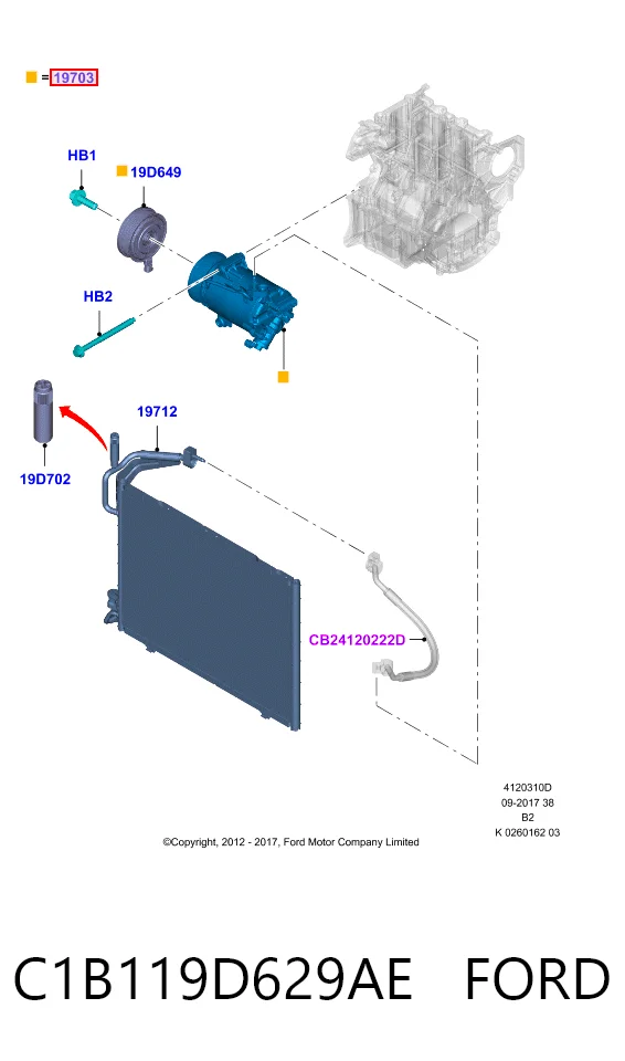 C1B119D629AE Ford Sprężarka klimatyzacji