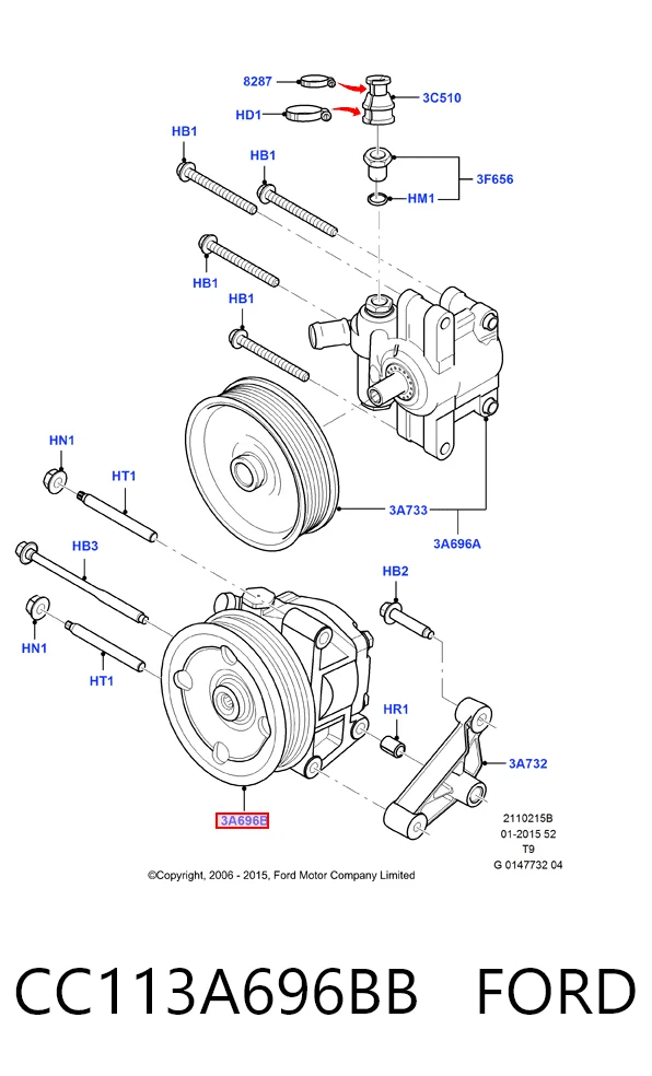 CC113A696BB Ford Pompa wspomagania hydraulicznego kierownicy