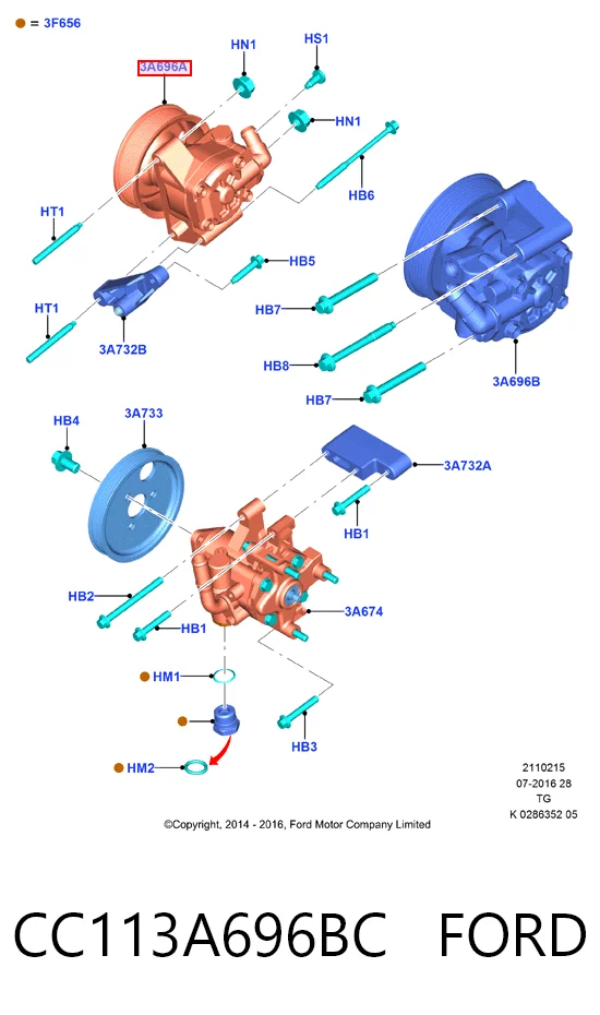 CC113A696BC Ford Pompa wspomagania hydraulicznego kierownicy