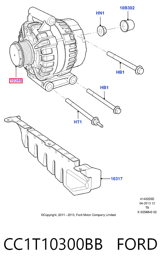 CC1T10300BB Ford Alternator
