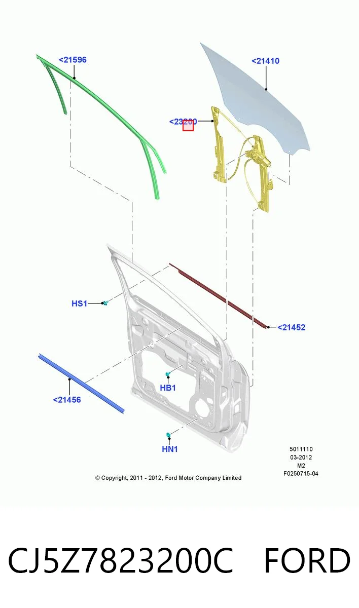 Mechanizm podnoszenia szyby drzwi przednich prawych do Ford Escape II DM2