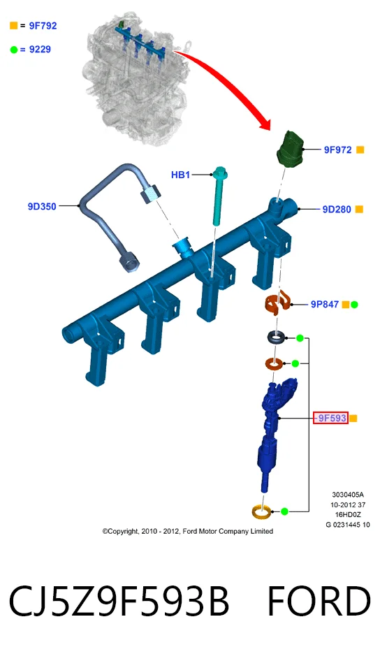 CJ5Z9F593B Ford Wtryskiwacz paliwa