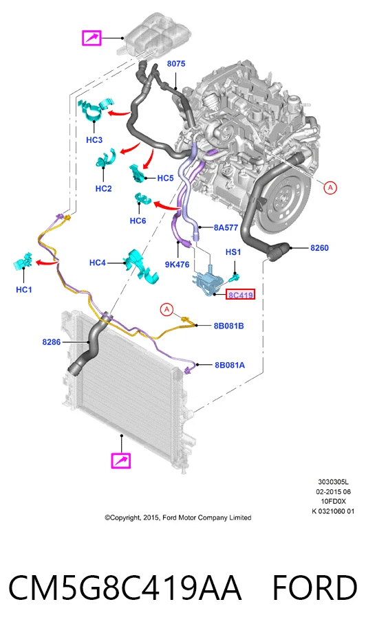 CM5G8C419AA Ford Pompa chłodzenia wodą, dodatkowa elektryczna