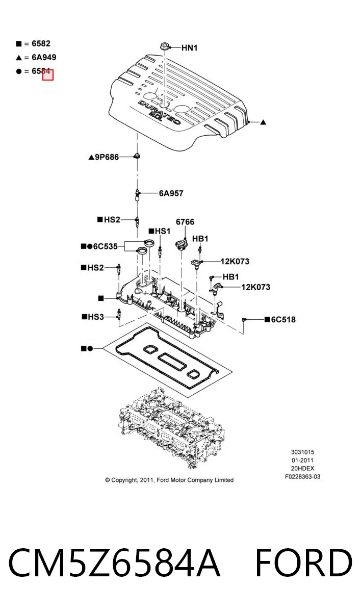 CM5Z6584A Ford Uszczelka pokrywy zaworowej silnika