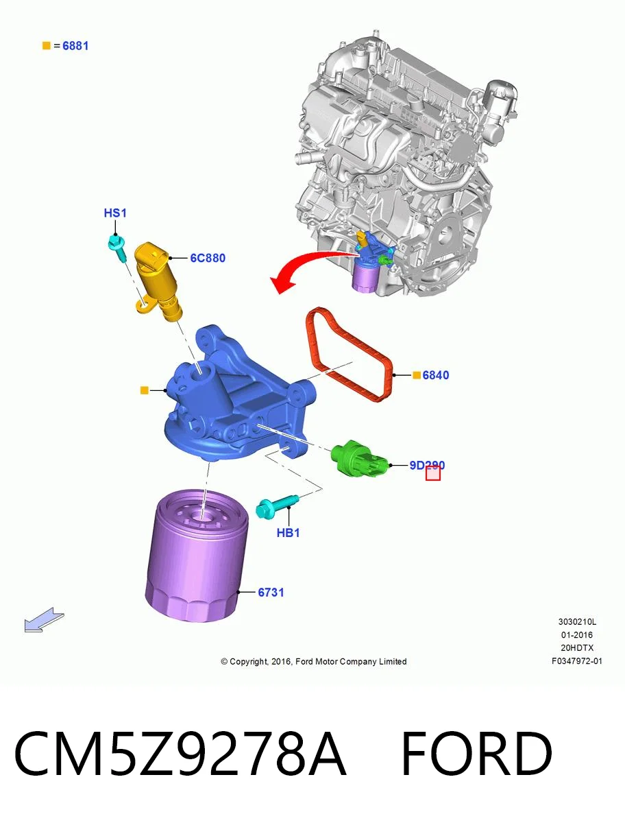 CM5Z9278A Ford Czujnik ciśnienia oleju