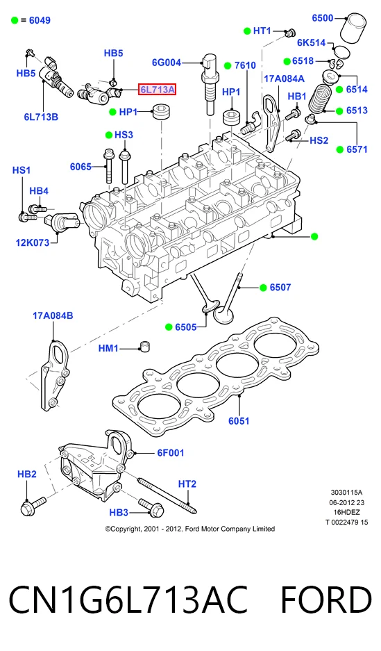 CN1G6L713AC Ford Zawór elektromagnetyczny faz rozrządu