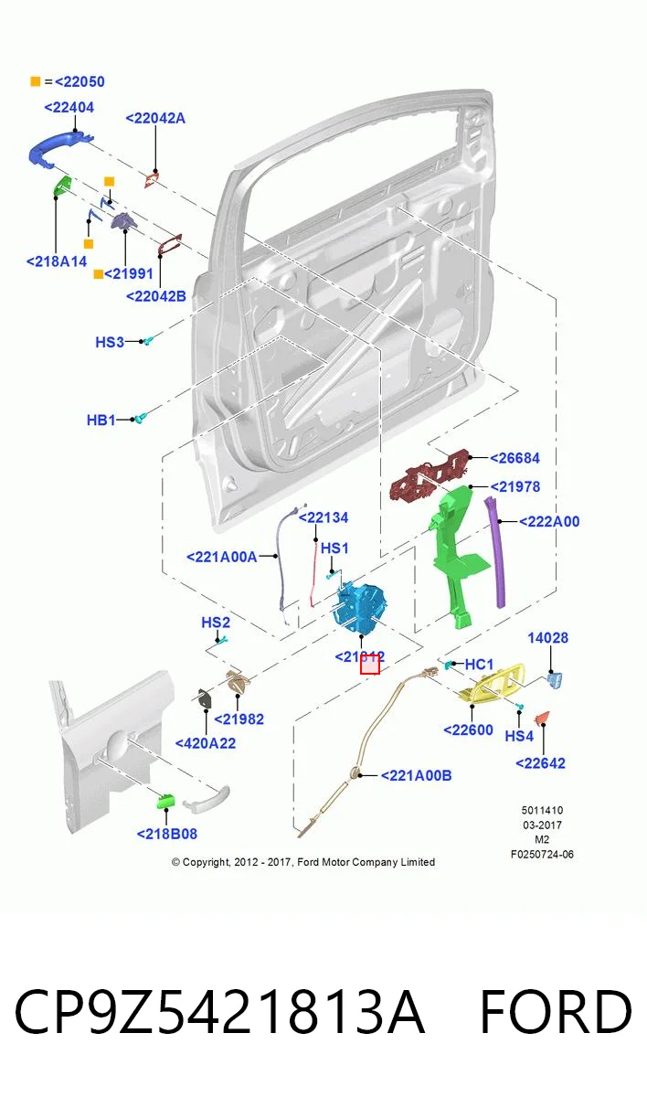 CP9Z5421813A Ford Zamek drzwi przednich lewych