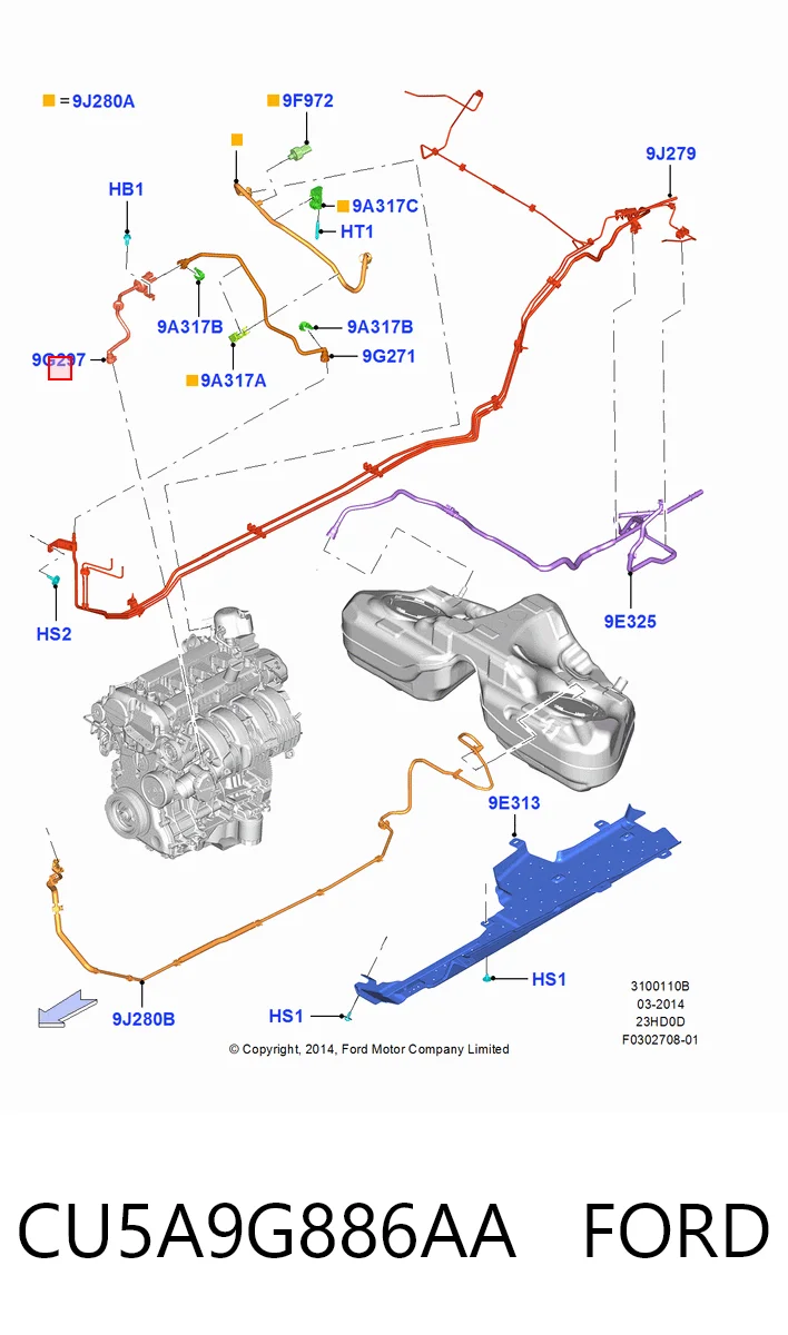 CU5A9G886AA Ford Zawór pochłaniacza oparów paliwa