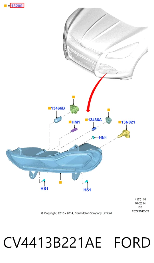 Lampa przeciwmgielna lewa do Ford Kuga II CBS