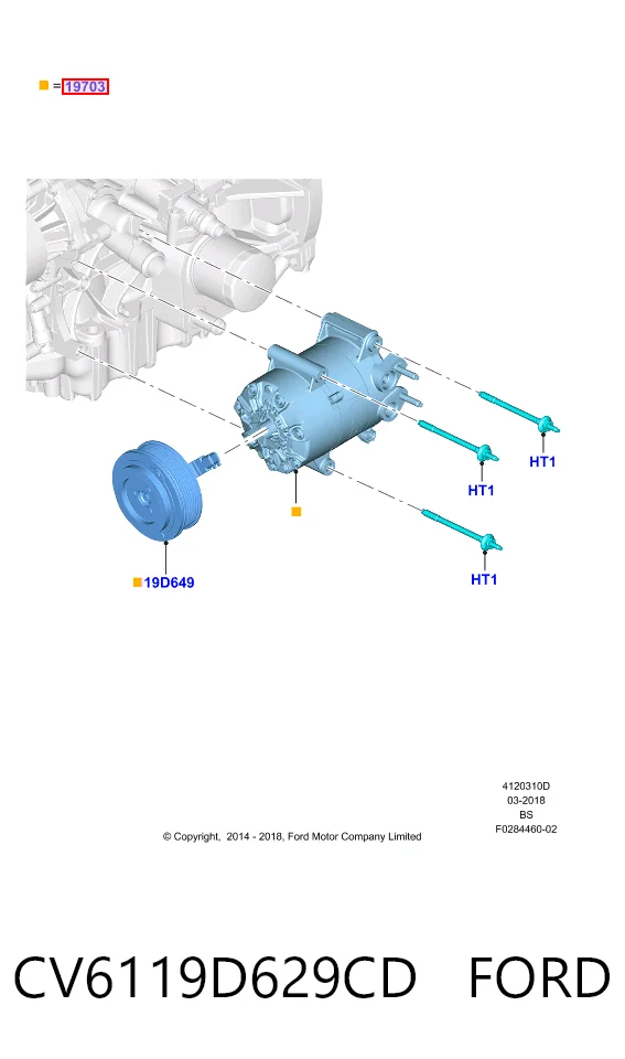 CV6119D629CD Ford Sprężarka klimatyzacji