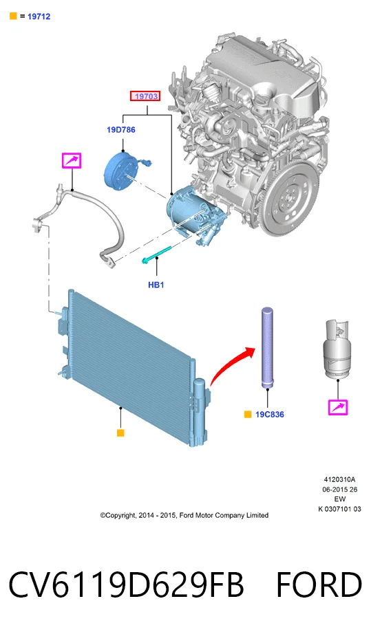 CV6119D629FB Ford Sprężarka klimatyzacji