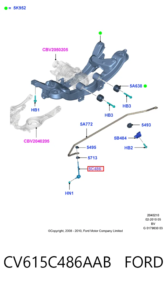 CV615C486AAB Ford Łącznik stabilizatora tylnego