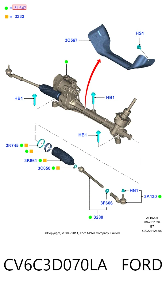 Listwa kierownicza (maglownica) Ford Kuga II SUV (CBS) (2012 - 2019) cena, od 330,16 USD