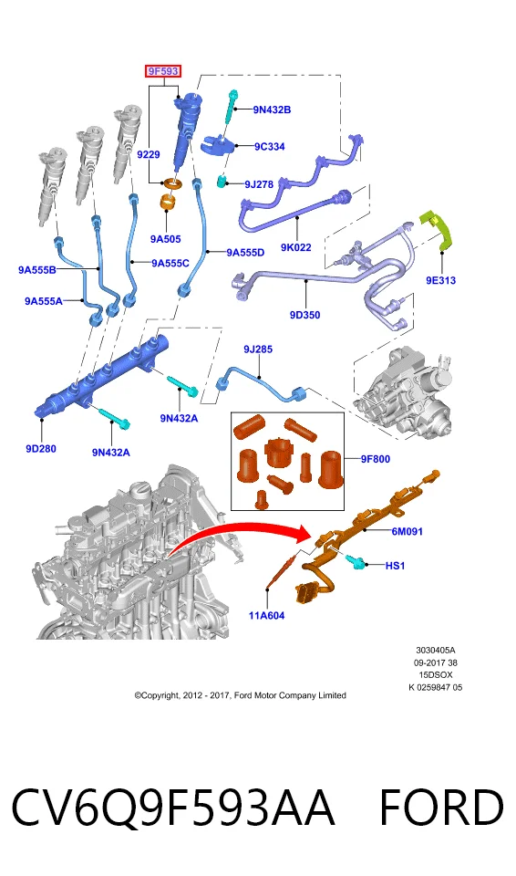 CV6Q9F593AA Ford Wtryskiwacz paliwa