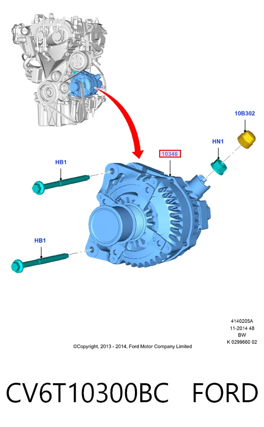 CV6T10300BC Ford Alternator