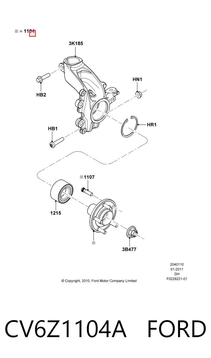 CV6Z1104A Ford Piasta przednia