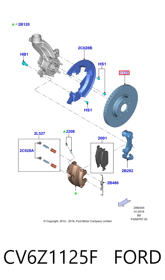 CV6Z1125F Ford Tarcza hamulcowa przednia