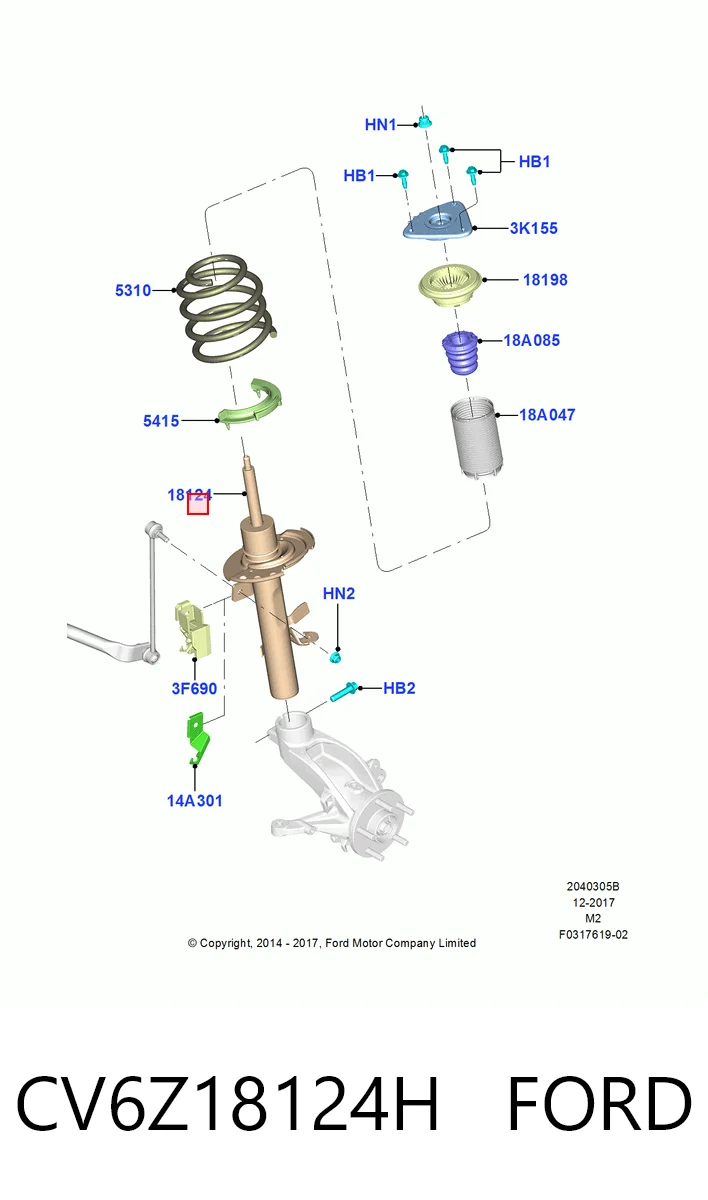 CV6Z18124H Ford Amortyzator przedni prawy