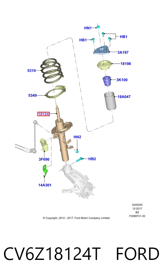 CV6Z18124T Ford Amortyzator przedni prawy