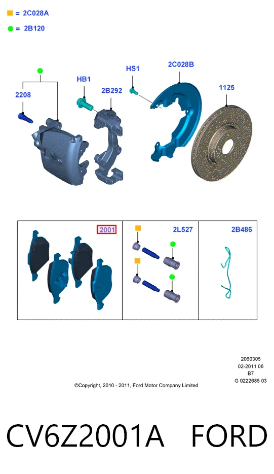 CV6Z2001A Ford Klocki hamulcowe przednie tarczowe
