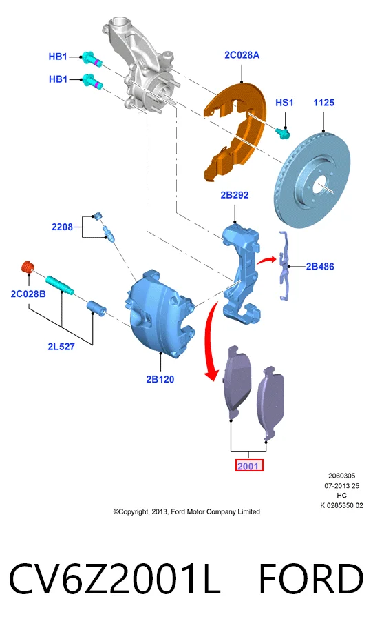 CV6Z2001L Ford Klocki hamulcowe przednie tarczowe