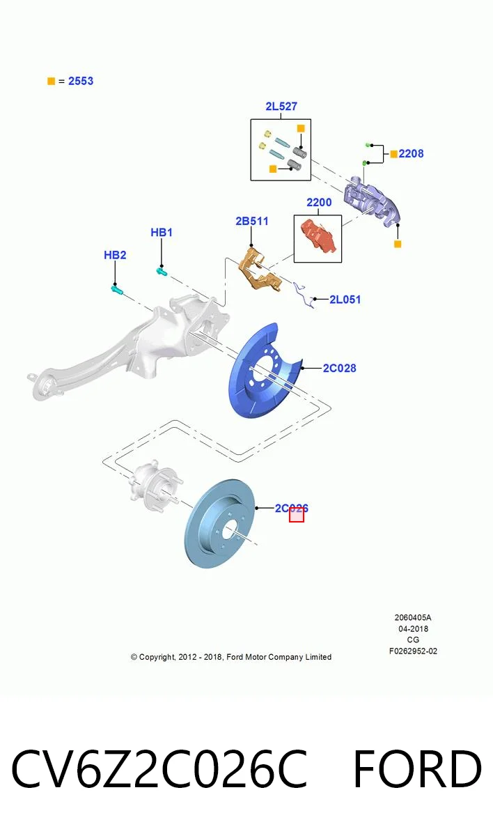 CV6Z2C026C Ford Tarcza hamulcowa tylna