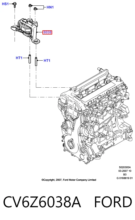 CV6Z6038A Ford Poduszka (podpora) silnika prawa