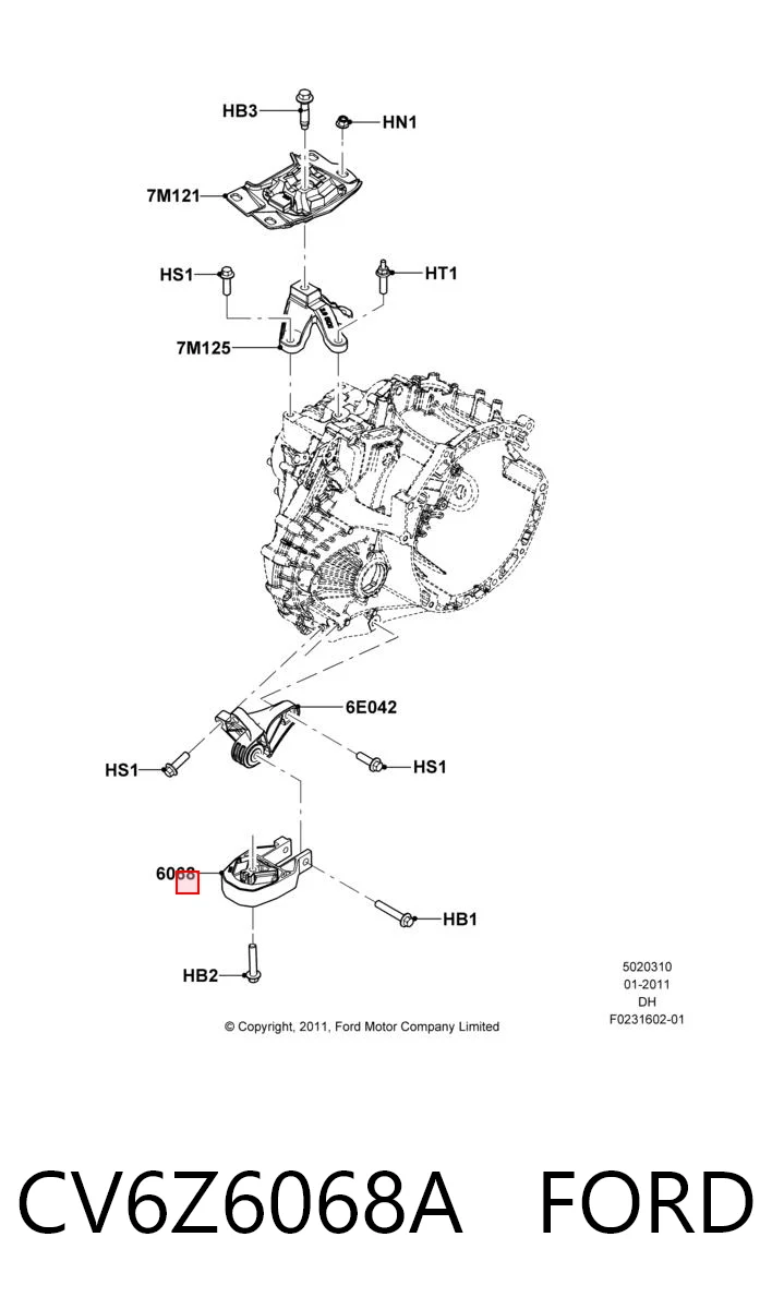 CV6Z6068A Ford Poduszka (podpora) silnika tylna
