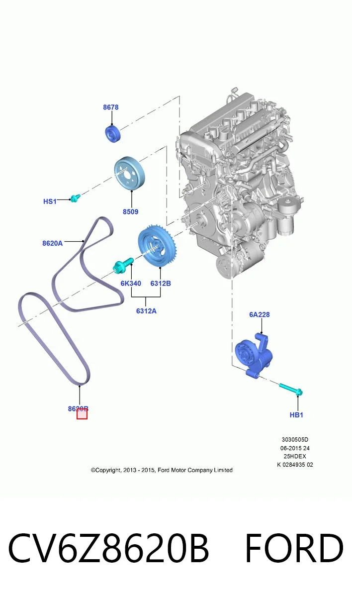 CV6Z8620B Ford Pas napędowy mechanizmów
