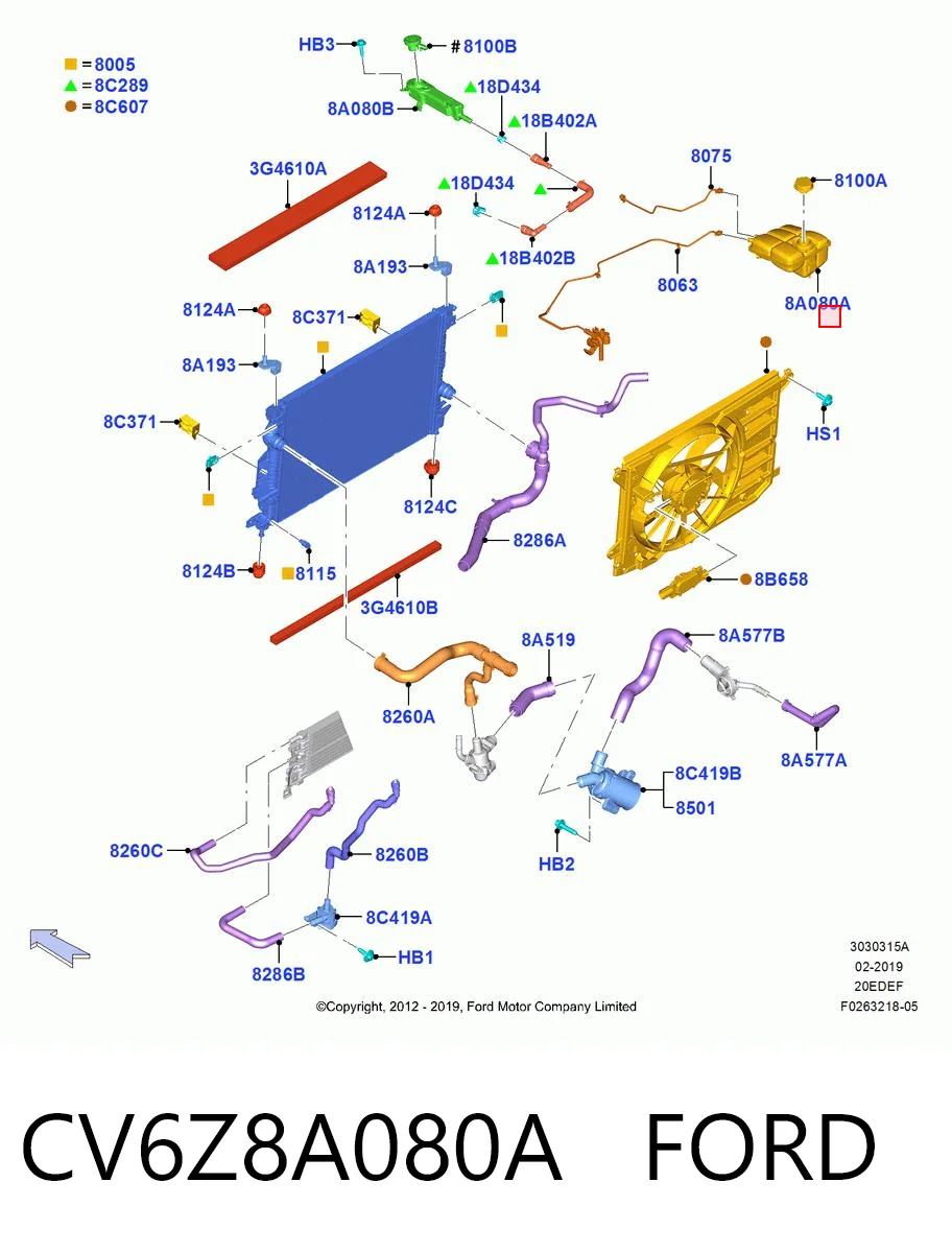 CV6Z8A080A Ford Zbiorniczek wyrównawczy układu chłodzenia