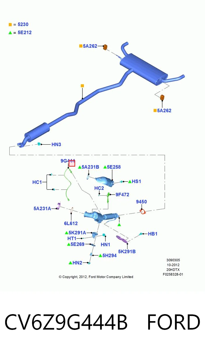 CV6Z9G444B Ford Sonda lambda czujnik tlenu po katalizatorze