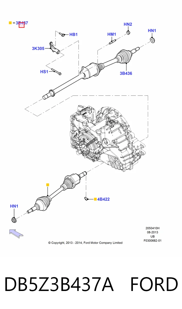 DB5Z3B437A Ford Półoś napędowa przednia lewa