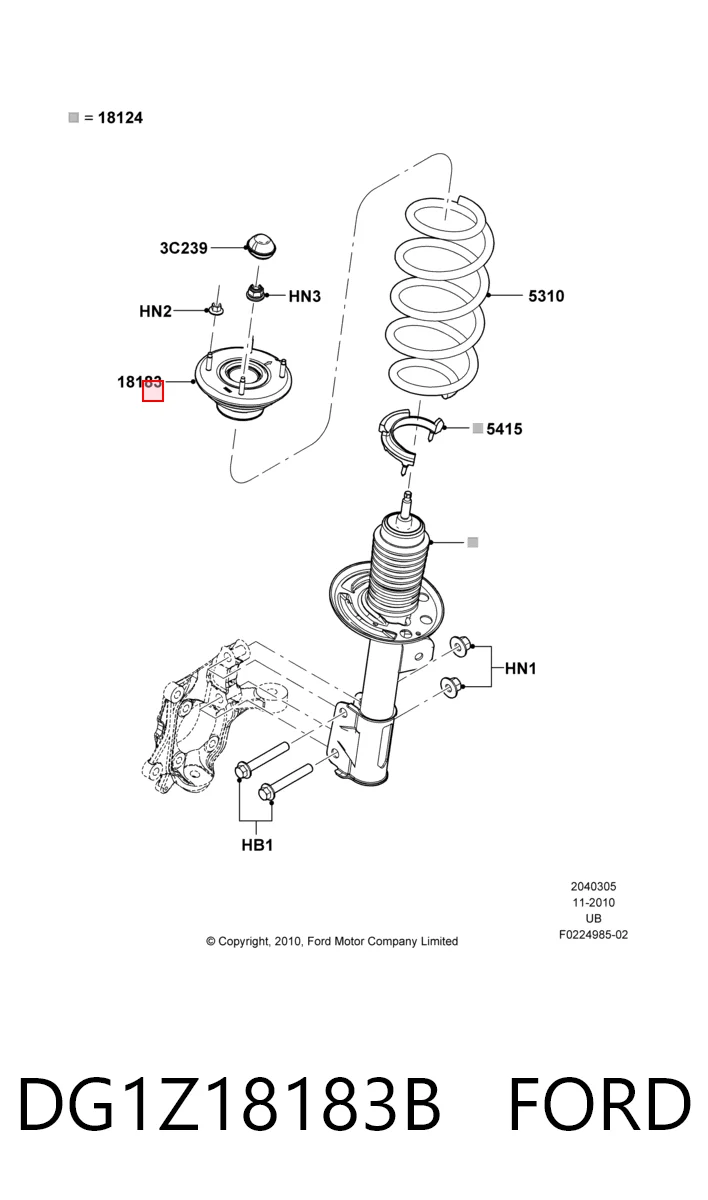 DG1Z18183B Ford Poduszka amortyzatora przedniego