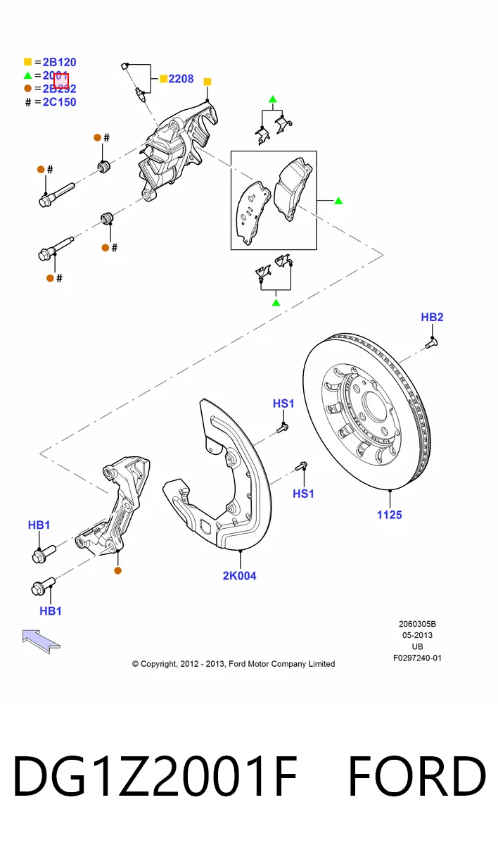 DG1Z2001F Ford Klocki hamulcowe przednie tarczowe