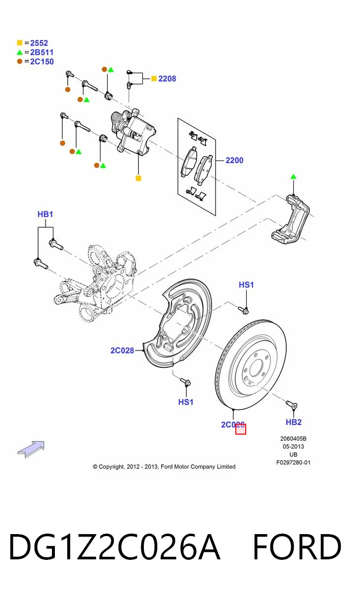 DG1Z2C026A Ford Tarcza hamulcowa tylna